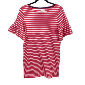 Joules Sienna Dress size 6 Stripe T-Shirt Jersey Flare Sleeves coral striped